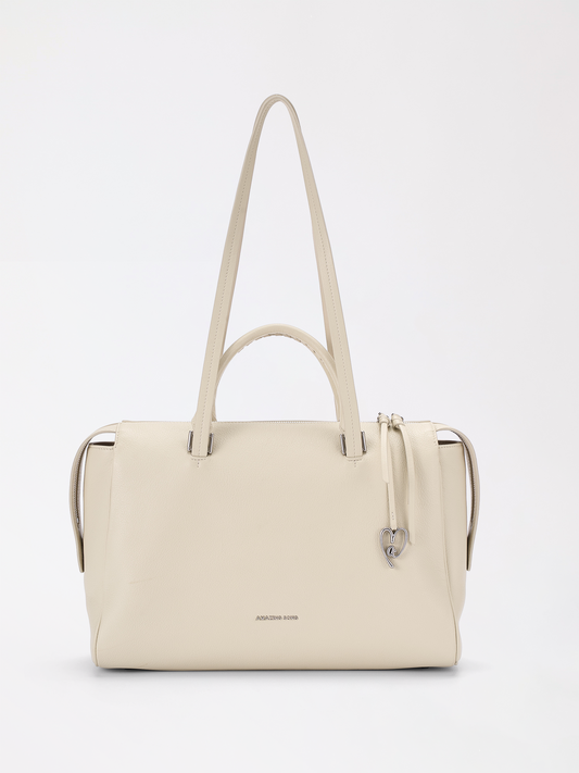 AMAZING SONG love-ta woven briefcase in genuine leather, a structured work-ready bag with a quiet woven finish