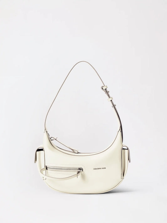 AMAZING SONG Liqueur Crescent Bag Upgraded Large in top-grain leather showing the curved silhouette