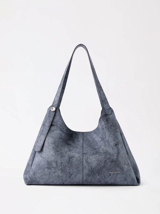 Pastel berry tote in soft lilac genuine leather, gently slouchy shape